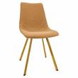 LeisureMod Markley Leather Dining Chair With Gold Legs Light Brown