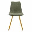 LeisureMod Markley Leather Dining Chair With Gold Legs Olive Green