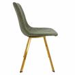 LeisureMod Markley Leather Dining Chair With Gold Legs Olive Green