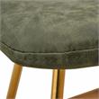 LeisureMod Markley Leather Dining Chair With Gold Legs Olive Green