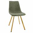 LeisureMod Markley Leather Dining Chair With Gold Legs Olive Green
