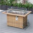 LeisureMod Mace Outdoor Modern Wicker / Rattan Fire Pit Table in Light Brown