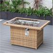 LeisureMod Mace Outdoor Modern Wicker / Rattan Fire Pit Table in Light Brown