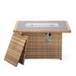 LeisureMod Mace Outdoor Modern Wicker / Rattan Fire Pit Table in Light Brown