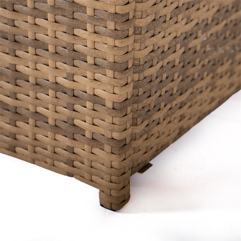 LeisureMod Mace Outdoor Modern Wicker / Rattan Fire Pit Table in Light Brown