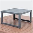 LeisureMod Chelsea 5-Piece Beige Armless Patio Chairs and Coffee Table Set
