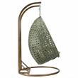 LeisureMod Outdoor Beige Wicker Hanging Double Egg Swing Chair in Taupe