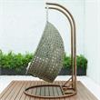 LeisureMod Outdoor Beige Wicker Hanging Double Egg Swing Chair in Taupe
