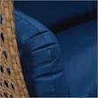 LeisureMod Mendoza Light Brown Wicker Patio Double Swing Chair in Blue