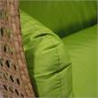 LeisureMod Mendoza Light Brown Wicker Patio Double Swing Chair in Light Green