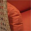 LeisureMod Mendoza Light Brown Wicker Patio Double Swing Chair in Orange