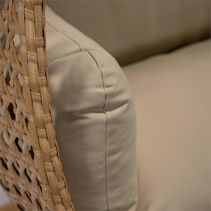 LeisureMod Mendoza Light Brown Wicker Patio Double Swing Chair in Taupe