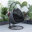 LeisureMod Mendoza Charcoal Wicker Patio Double Swing Chair in Black