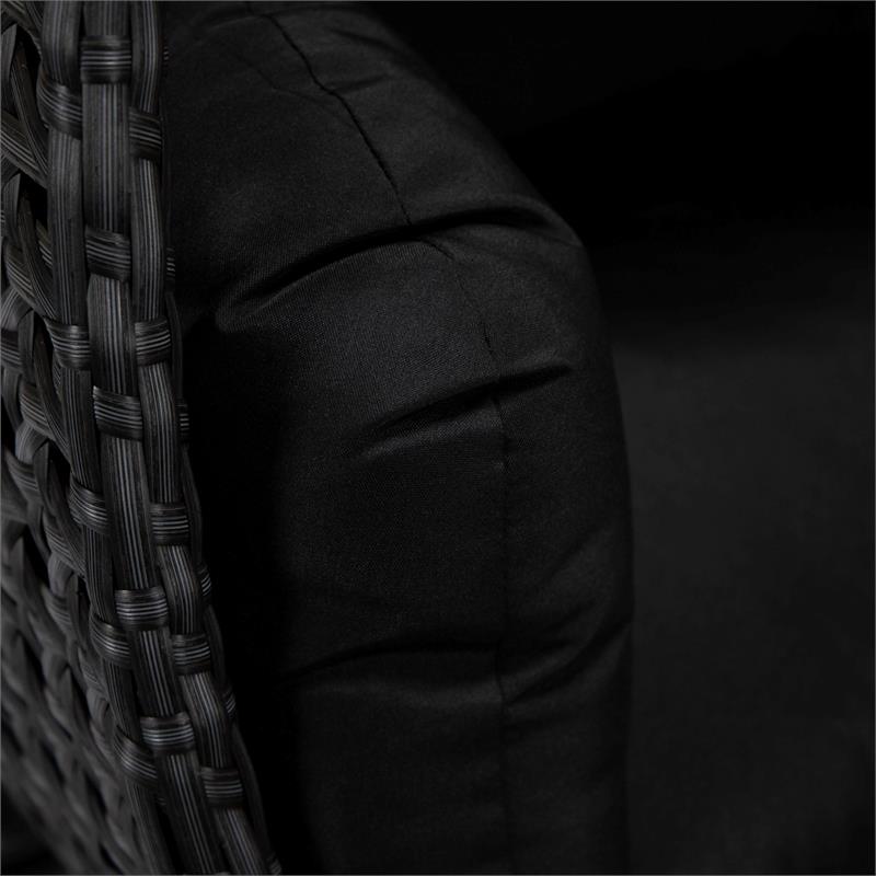 LeisureMod Mendoza Charcoal Wicker Patio Double Swing Chair in Black