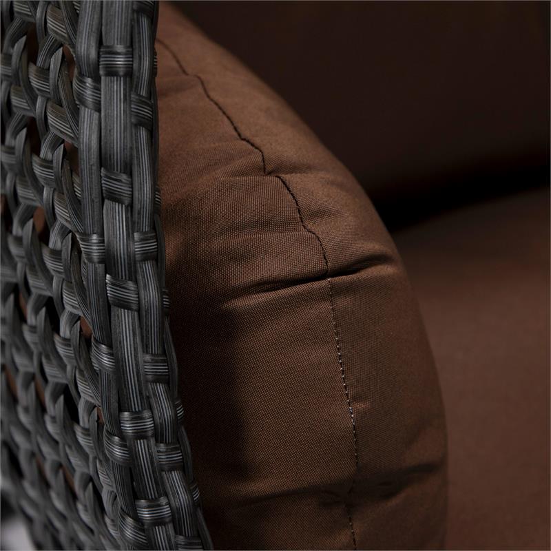 LeisureMod Mendoza Charcoal Wicker Patio Double Swing Chair in Brown