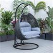 LeisureMod Mendoza Charcoal Wicker Patio Double Swing Chair in Charcoal