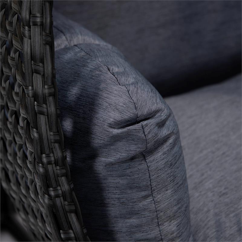 LeisureMod Mendoza Charcoal Wicker Patio Double Swing Chair in Charcoal