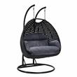 LeisureMod Mendoza Charcoal Wicker Patio Double Swing Chair in Charcoal