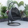 LeisureMod Mendoza Charcoal Wicker Patio Double Swing Chair in Dark Grey