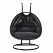 LeisureMod Mendoza Charcoal Wicker Patio Double Swing Chair in Dark Grey