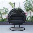LeisureMod Mendoza Charcoal Wicker Patio Double Swing Chair in Dark Grey