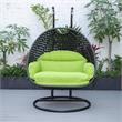 LeisureMod Mendoza Charcoal Wicker Patio Double Swing Chair in Light Green