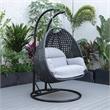 LeisureMod Mendoza Charcoal Wicker Patio Double Swing Chair in Light Grey