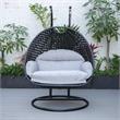 LeisureMod Mendoza Charcoal Wicker Patio Double Swing Chair in Light Grey