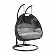 LeisureMod Mendoza Charcoal Wicker Patio Double Swing Chair in Light Grey