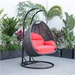 LeisureMod Mendoza Charcoal Wicker Patio Double Swing Chair in Red