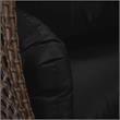LeisureMod Mendoza Dark Brown Wicker Patio Double Swing Chair in Black