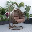 LeisureMod Mendoza Dark Brown Wicker Patio Double Swing Chair in Brown