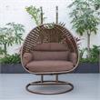 LeisureMod Mendoza Dark Brown Wicker Patio Double Swing Chair in Brown