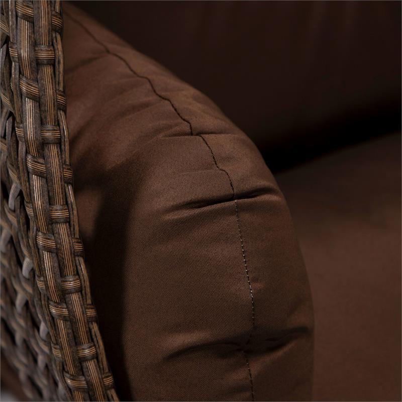 LeisureMod Mendoza Dark Brown Wicker Patio Double Swing Chair in Brown
