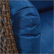 LeisureMod Mendoza Dark Brown Wicker Patio Double Swing Chair in Blue