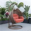 LeisureMod Mendoza Dark Brown Wicker Patio Double Swing Chair in Cherry
