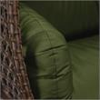LeisureMod Mendoza Dark Brown Wicker Patio Double Swing Chair in Dark Green