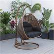LeisureMod Mendoza Dark Brown Wicker Patio Double Swing Chair in Dark Gray