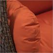 LeisureMod Mendoza Dark Brown Wicker Patio Double Swing Chair in Orange