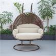 LeisureMod Mendoza Dark Brown Wicker Patio Double Swing Chair in Taupe