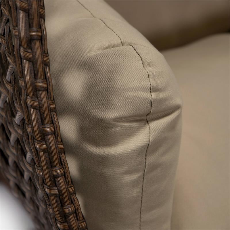 LeisureMod Mendoza Dark Brown Wicker Patio Double Swing Chair in Taupe