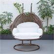 LeisureMod Mendoza Dark Brown Wicker Patio Double Swing Chair in White
