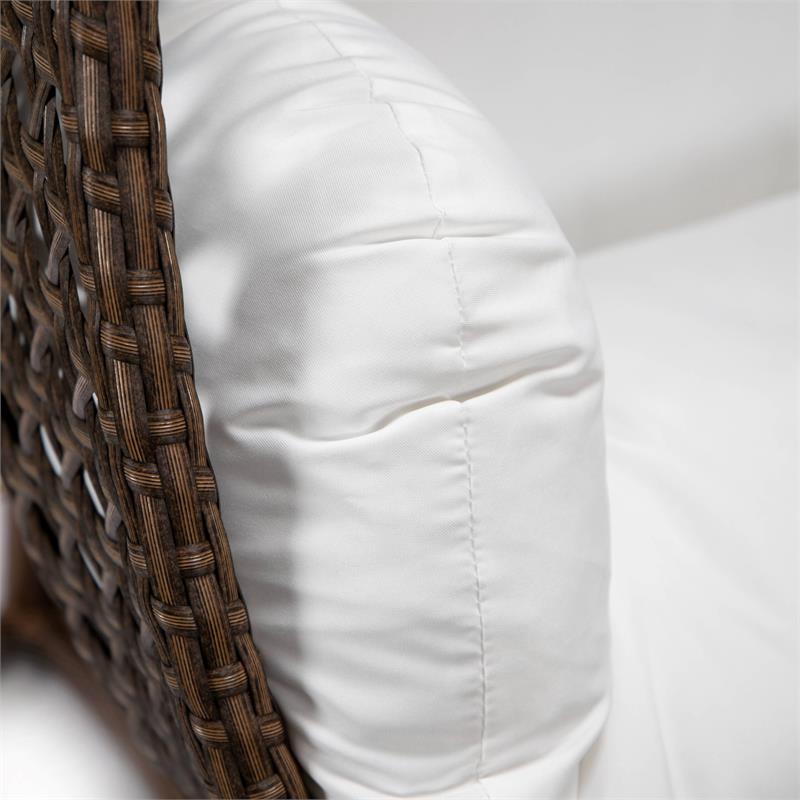 LeisureMod Mendoza Dark Brown Wicker Patio Double Swing Chair in White