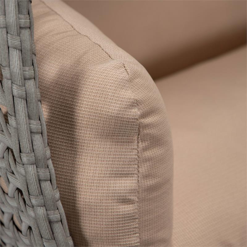 LeisureMod Mendoza Light Gray Wicker Patio Double Swing Chair in Beige
