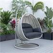 LeisureMod Mendoza Light Gray Wicker Patio Double Swing Chair in Black