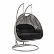LeisureMod Mendoza Light Gray Wicker Patio Double Swing Chair in Black