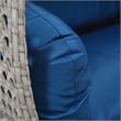 LeisureMod Mendoza Light Gray Wicker Patio Double Swing Chair in Blue