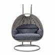 LeisureMod Mendoza Light Gray Wicker Patio Double Swing Chair in Charcoal