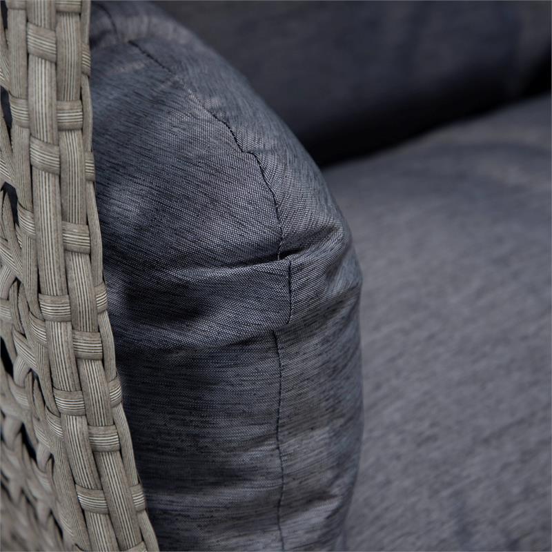 LeisureMod Mendoza Light Gray Wicker Patio Double Swing Chair in Charcoal