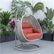 LeisureMod Mendoza Light Gray Wicker Patio Double Swing Chair in Cherry